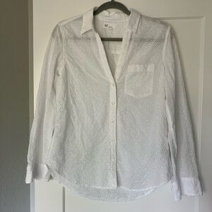 GAP White Floral Eyelet Shirt